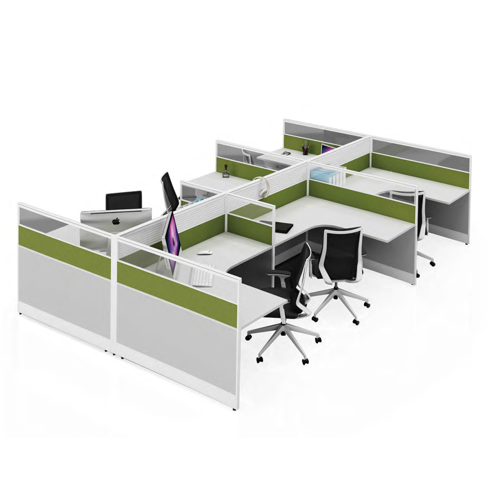 Modern Office Workstation 4 Person Interactive Cubicle Modular Office Cabin Table Partition