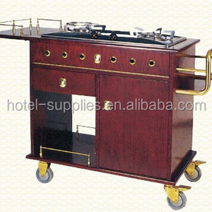 hotel wooden flambe trolley