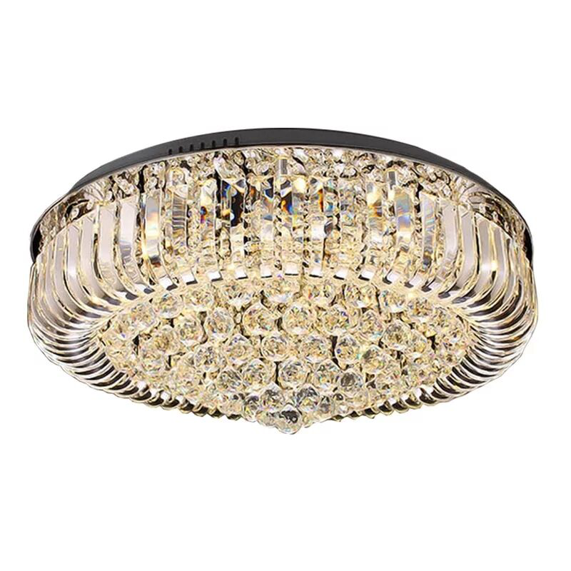 Modern Gold Circle Crystal Ceiling Light For Hotel Lobby Bedroom Ceiling Lamp