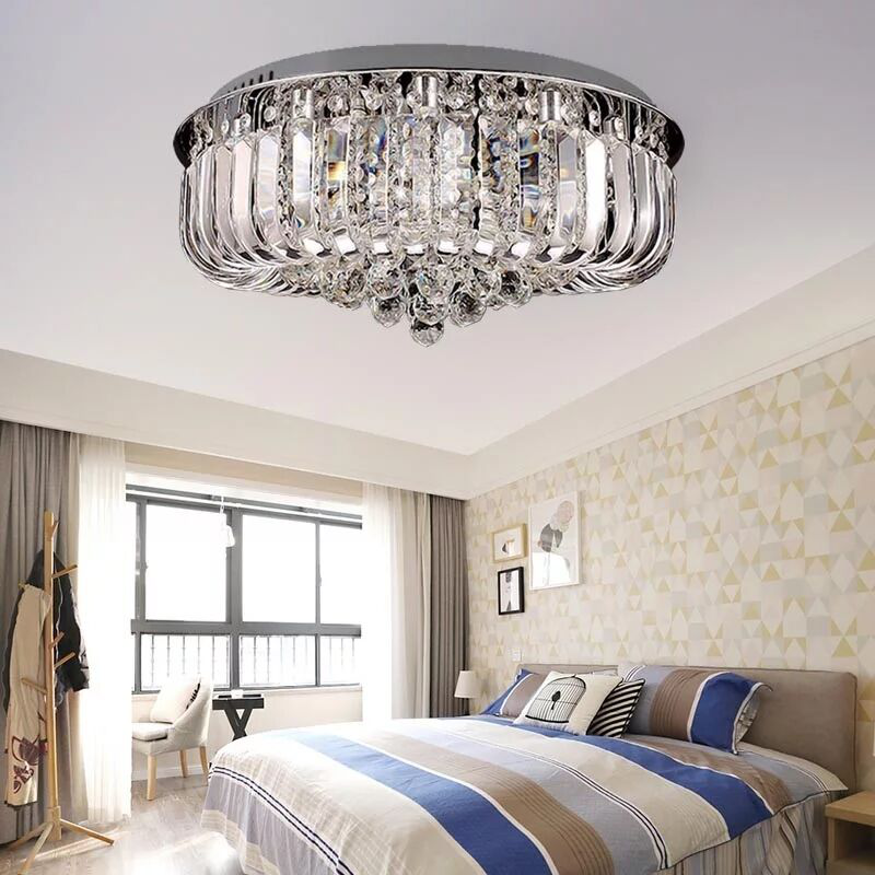 Modern Gold Circle Crystal Ceiling Light For Hotel Lobby Bedroom Ceiling Lamp