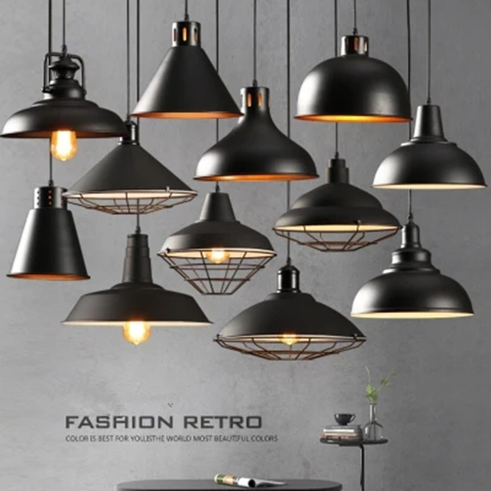 Retro Pendant Lights Restaurant Bar Black Lights Design Hanging Antique Industrial Pendant Lights