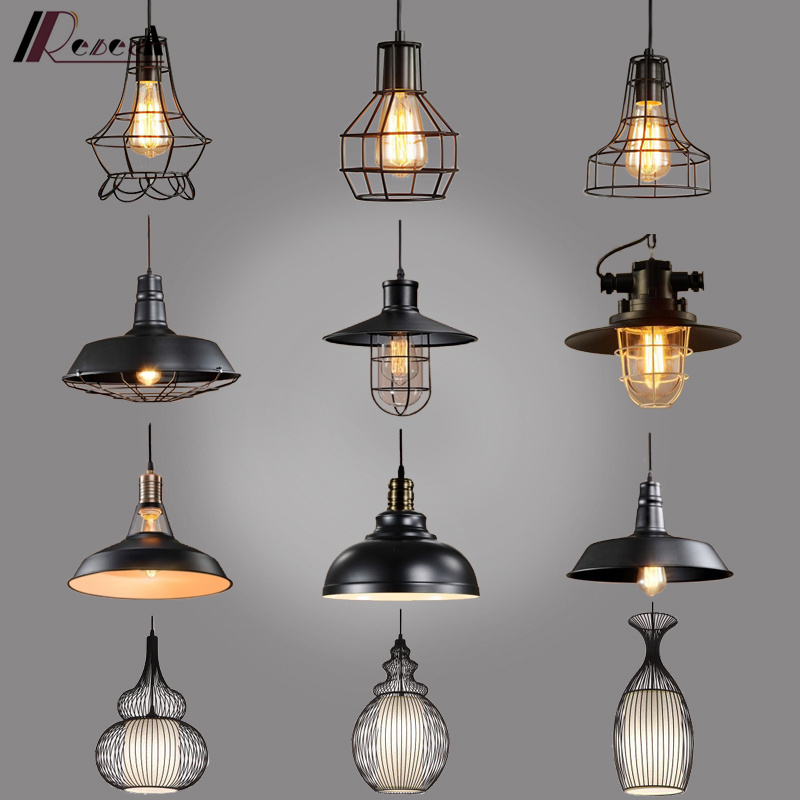 Retro Pendant Lights Restaurant Bar Black Lights Design Hanging Antique Industrial Pendant Lights