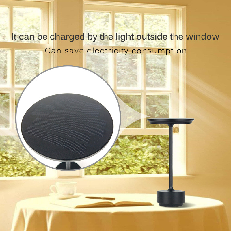 Solar Panel Cordless 5200mAh Rechargeable Lantern Indoor Outdoor Table Light Modern Portable LED Table Lamp