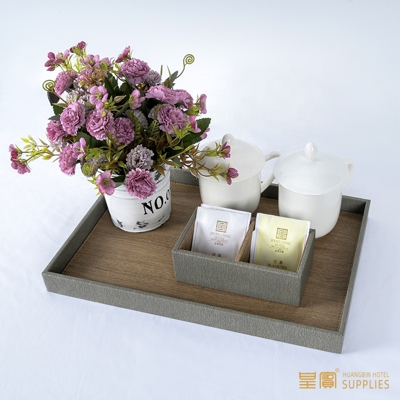 Wholesale 5 star hotel Custom Restaurant Hotel Room Amenities Set Tray Leather Accessories