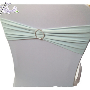 light blue 100% polyester spandex chair bands elastic chair sash with buckle for banquet party