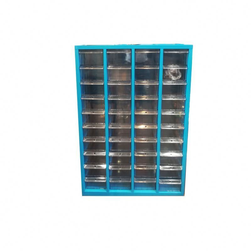 Parts Spare Small Tool 40 Drawers Storage Cabinet Industrial Furniture Blue Metal Directory Wooden Frame Silver Tool Chest 5pcs