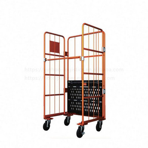 Load 500 kg Foldable warehouse industrial logistics transport hand push picking cage trolley with 4 wheels