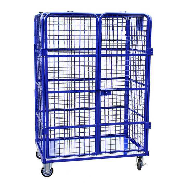 Industrial metal storage collapsible roll cage trolley 500kgs capacity for laundry