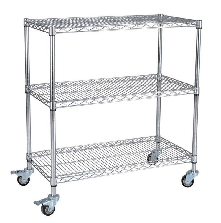 Electronic zinc OEM galvanized Rolling mobile moving wire mesh shelf racking racks metal shelving