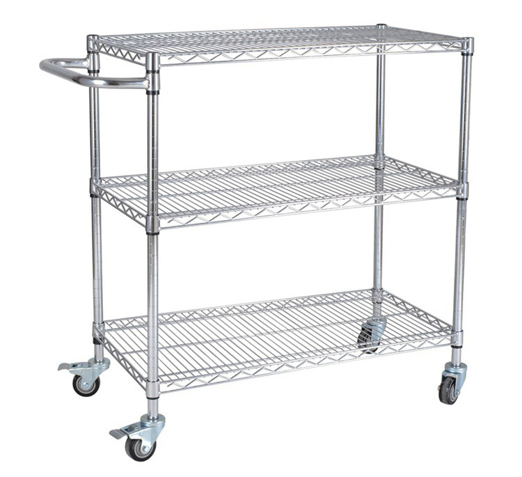 3 Tier Picking Cart Heavy Duty Platform Wire Shelf Hand Trolley Custom Stainless Steel Storage Cart with Drawers