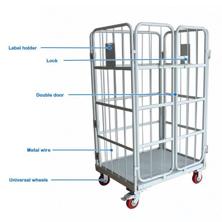 Heavy Duty Cage Trolley Metal Good Quality Transport Rolling Cart Logistics Trolleys