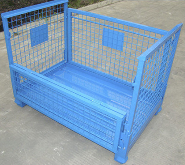 Industrial metal foldable pallets box warehouse stores heavy duty steel stillage cage