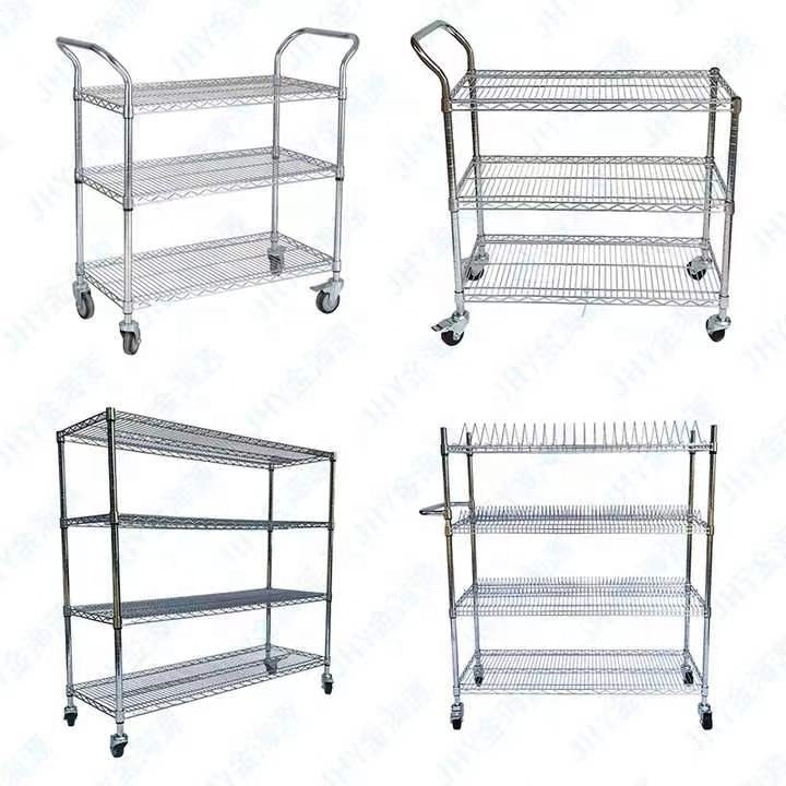 Factory wholesale price 5-tier Metal Wire Shelves Heavy Duty Movable Chrome Wire Shelving