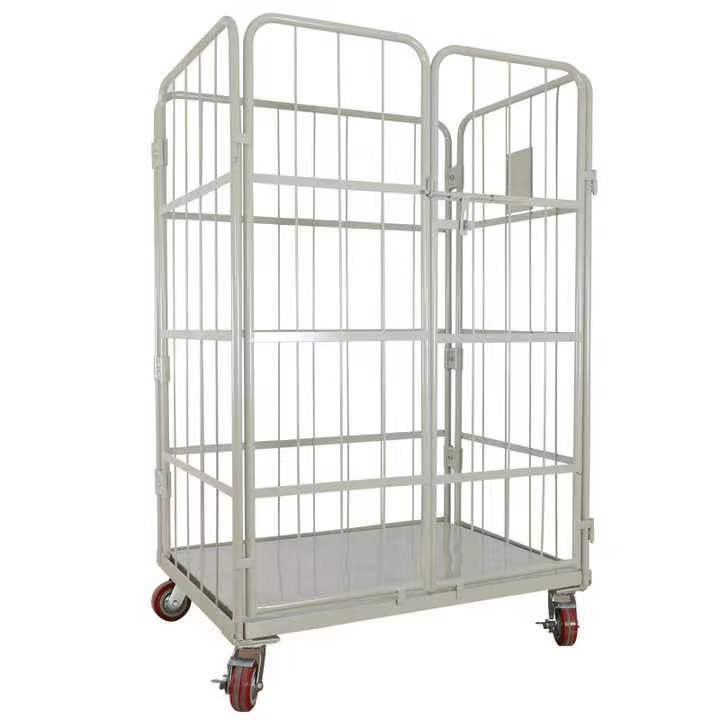 Industrial metal storage collapsible roll cage trolley 500kgs capacity for laundry