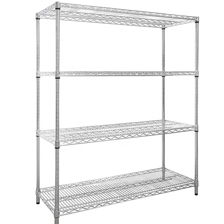 Factory wholesale price 5-tier Metal Wire Shelves Heavy Duty Movable Chrome Wire Shelving