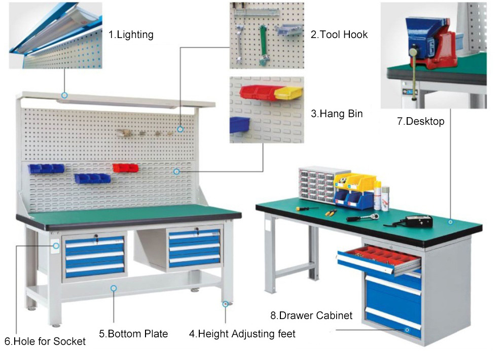 drawer workbench welding workbenches heavy duty folding metal workbench with drawers