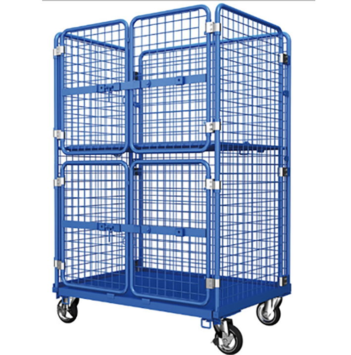 Industrial metal storage collapsible roll cage trolley 500kgs capacity for laundry