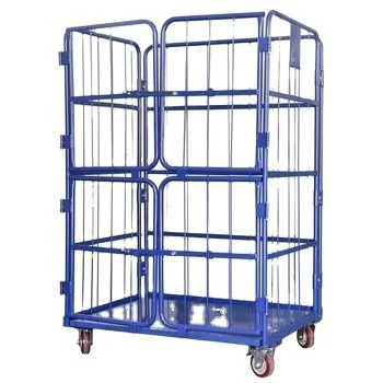 Industrial metal storage collapsible roll cage trolley 500kgs capacity for laundry