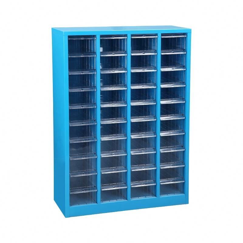 Parts Spare Small Tool 40 Drawers Storage Cabinet Industrial Furniture Blue Metal Directory Wooden Frame Silver Tool Chest 5pcs