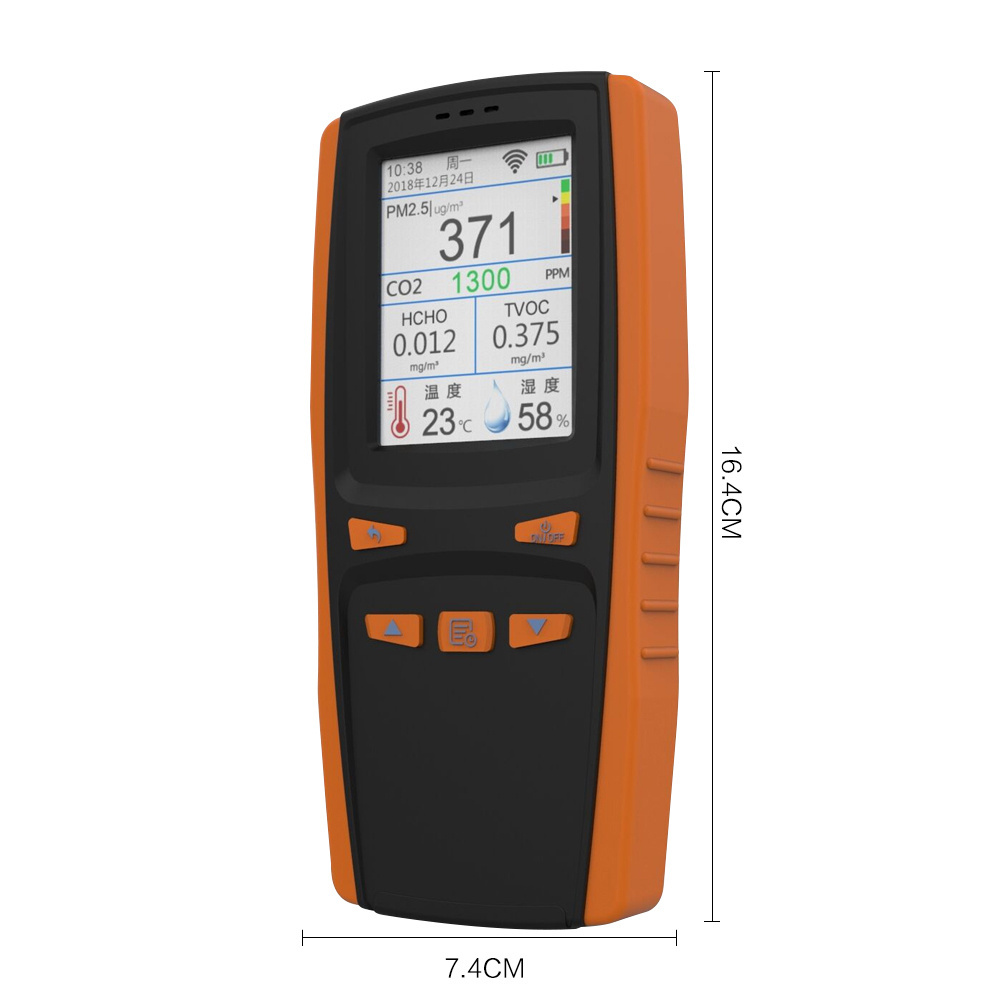 LCD Display CO2 Gas Analyzer 24-hour Real Time Indoor Air Quality Monitor with 24-hour Continuous Monitoring