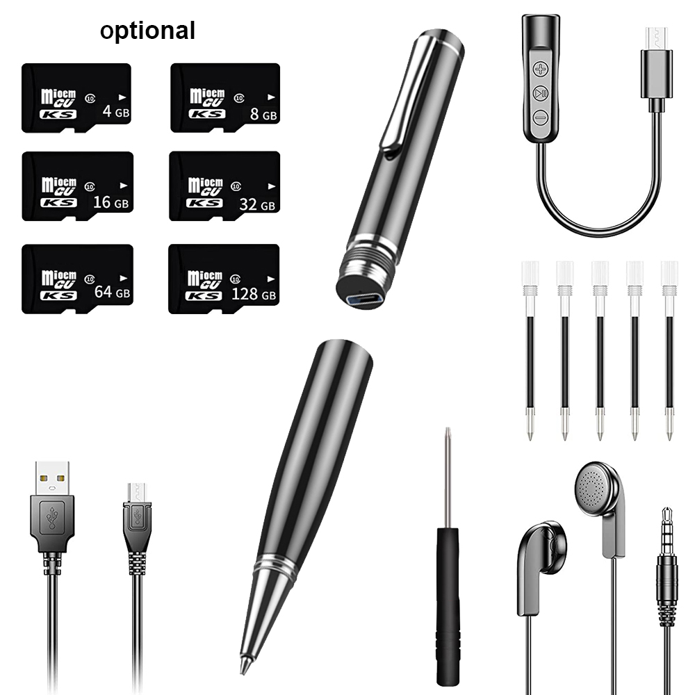 New Arrivals Black Mini Smart Voice Recorder Pen Handwriting Synchronous Sound Recording Pen with 25h Long Battery Life USB TF