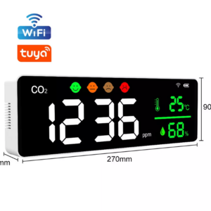 TUYA App Enabled Wall Mounted Digital Carbon Dioxide Detector CO2 Meter Monitor Sensor with Temperature & Humidity Gas Analyzers