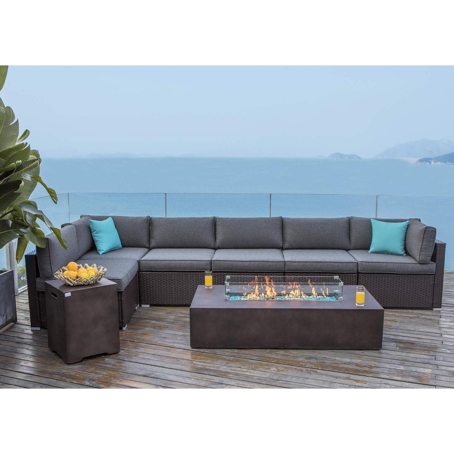 Modern Outdoor Fire Pit BBQ Table Set Outdoor Furniture Rattan Patio Sofa Set Patio Garden Beach Aluminum Sofa Set