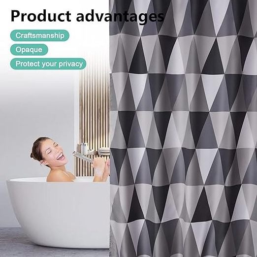 Shower Curtain, 100% PEVA Waterproof   Quick-Drying, Washable Bathroom Curtain, Includes 12 Pcs Curtain Hooks