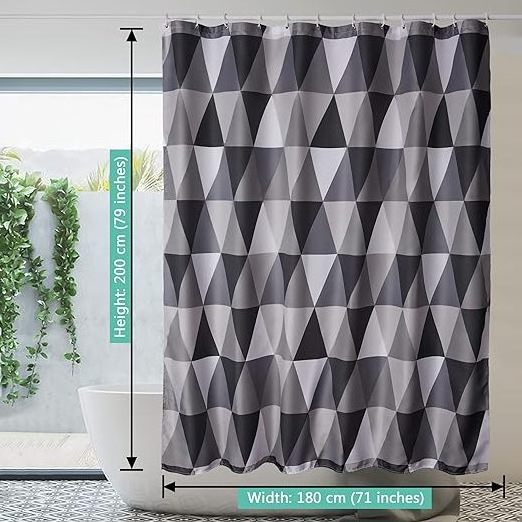 Shower Curtain, 100% PEVA Waterproof   Quick-Drying, Washable Bathroom Curtain, Includes 12 Pcs Curtain Hooks