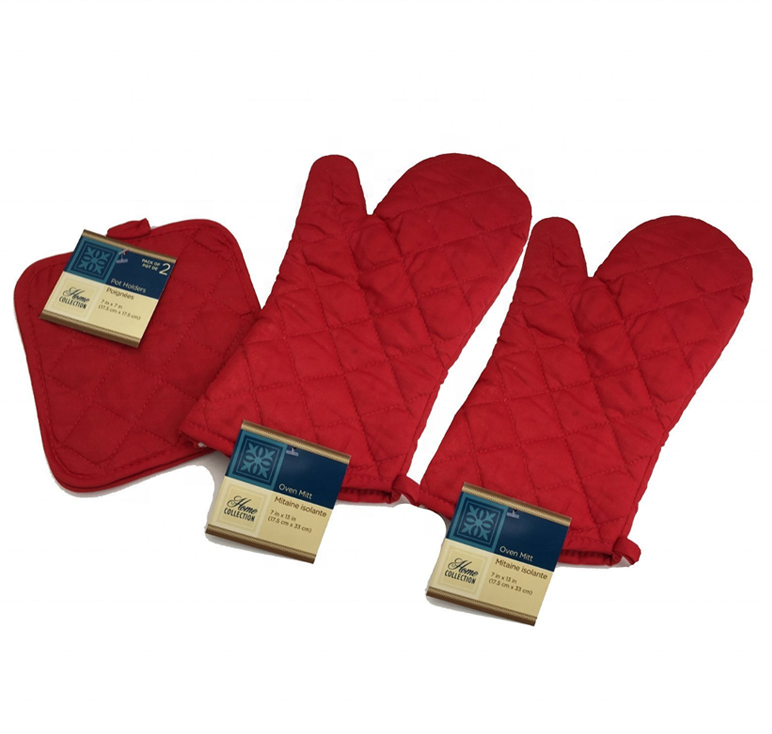 BSCI Factory 100% Cotton Potholder and Heat Resistant BBQ Grill Gloves