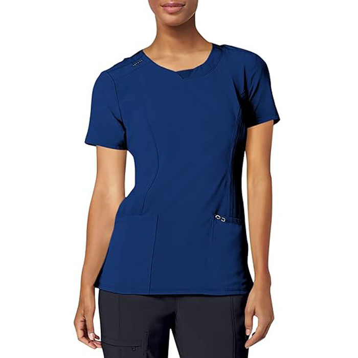 BSCI WRAP OEM Round Neck Scrub Tops for Women 4-Way Stretch with Superior Performance and Comfort, Infinity Uniforms