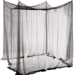 Double Mosquito Net Black 4 Poster Bed Canopy Decorative Princess Square Mosquito Net Large for Indoor Bedroom and Camping