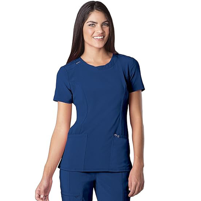 BSCI WRAP OEM Round Neck Scrub Tops for Women 4-Way Stretch with Superior Performance and Comfort, Infinity Uniforms