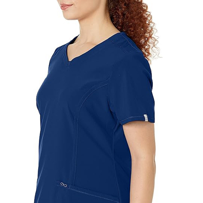 BSCI WRAP OEM Round Neck Scrub Tops for Women 4-Way Stretch with Superior Performance and Comfort, Infinity Uniforms