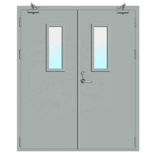 American Standard Size  Listed Fire Rated Steel Commercial Door With Panic Push Bar And Glass