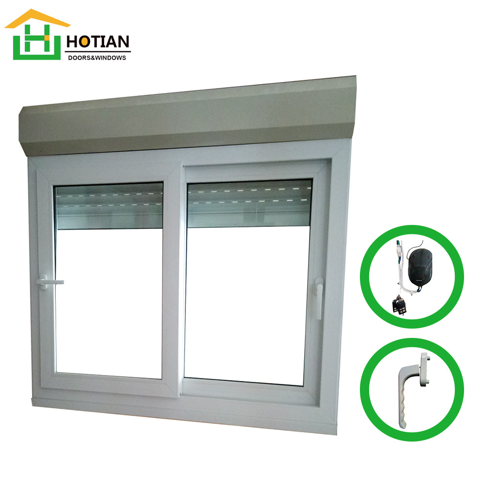 Beautiful appearance popular sale roller shutter window UPVC sliding window with roller shutter