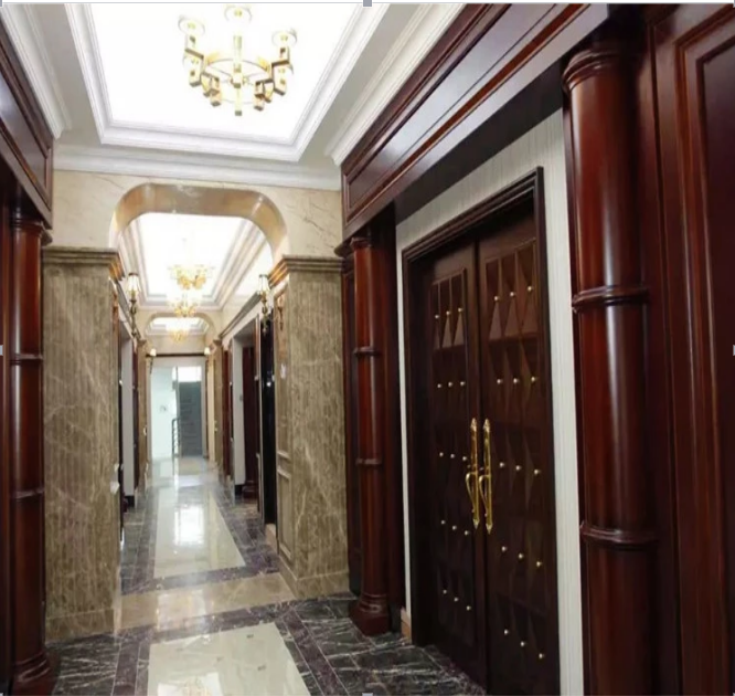 Luxury extra-large size hollow out copper clad doors last design