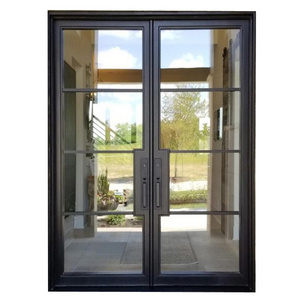 simple designs modern double glass front swing wrought iron door