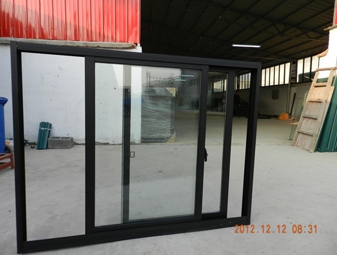 Top quality Aluminum black Sliding windows Double glazed thermal break Window and doors for house