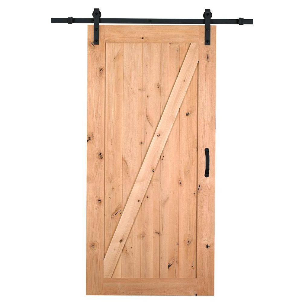 Pretty wood Modern Interior Solid Wooden Sliding Barn Door With Steel Hardware Set