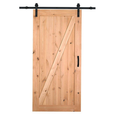 Pretty wood Modern Interior Solid Wooden Sliding Barn Door With Steel Hardware Set