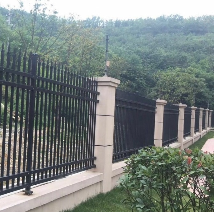 Iron gate designs simple for garden with modern fence