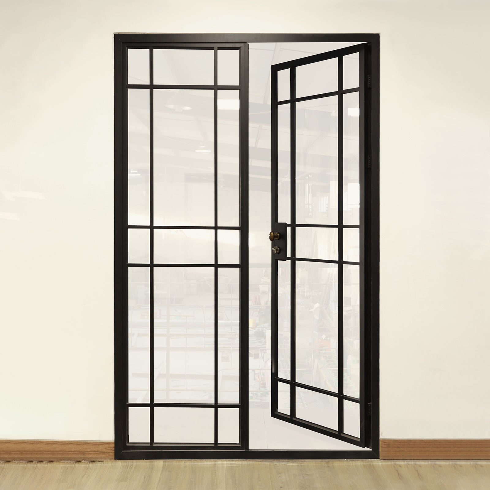 Solid Steel Interior Steel Glass Doors Internal Crittall Door Room Divider Fixed or Casement  Glass Wall