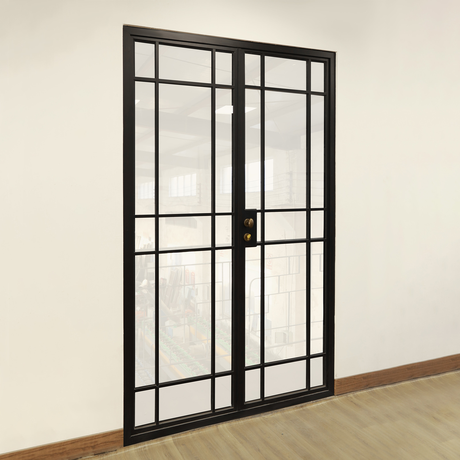 Solid Steel Interior Steel Glass Doors Internal Crittall Door Room Divider Fixed or Casement  Glass Wall