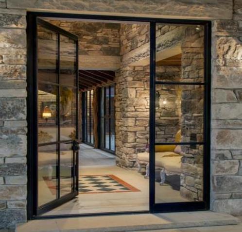 simple designs modern double glass front swing wrought iron door