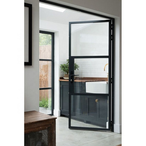 French Style Interior Steel Frame Metal Glass Doors Double Swing Door for Living Room