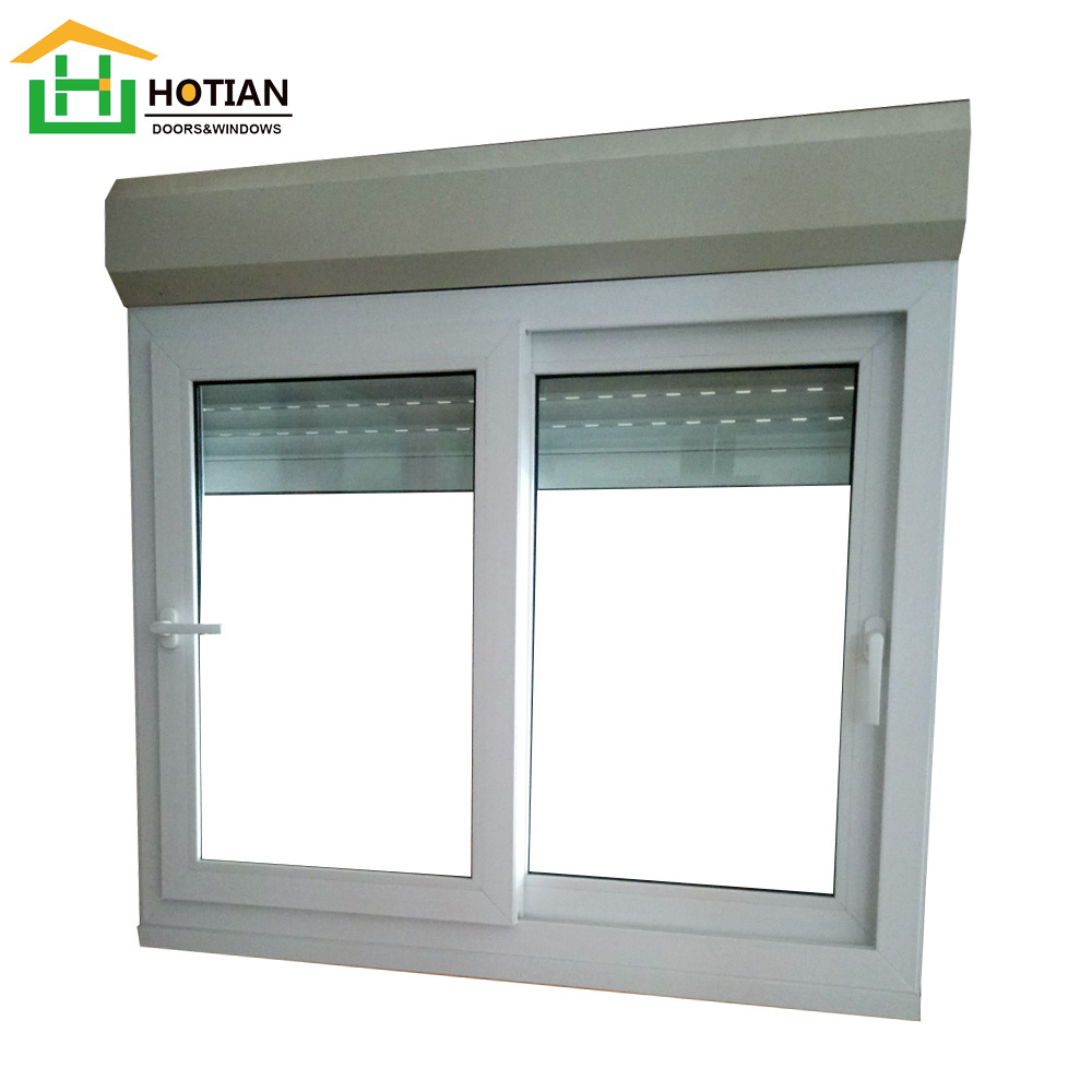 Beautiful appearance popular sale roller shutter window UPVC sliding window with roller shutter