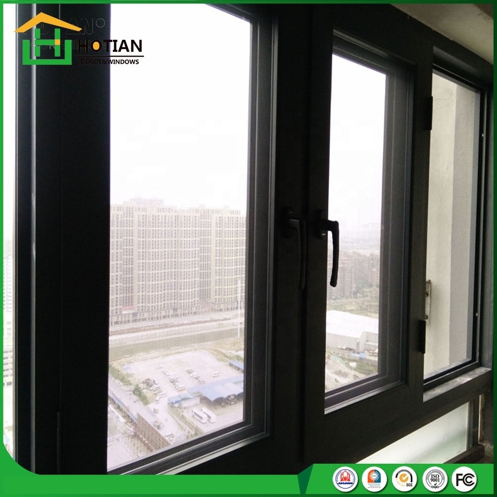 Top quality Aluminum black Sliding windows Double glazed thermal break Window and doors for house