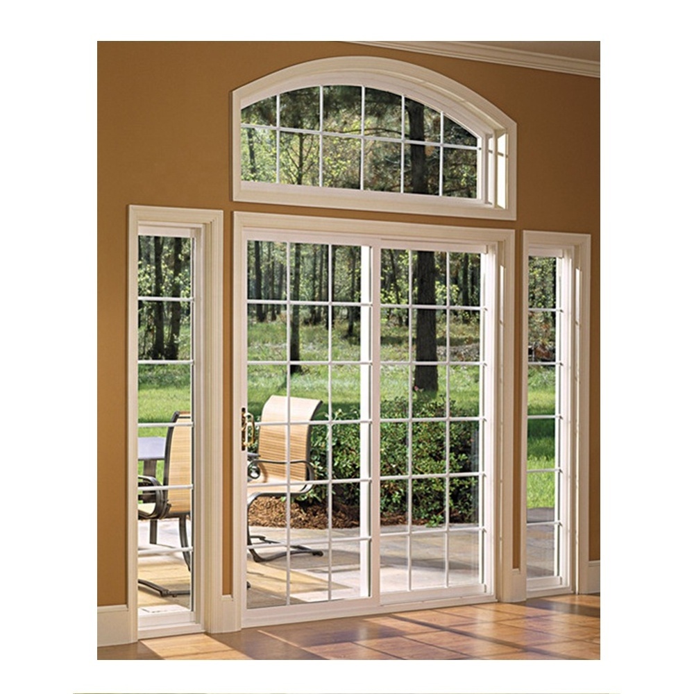 Top sale Newest style Mirror glass half round arch white window designs pvc windows