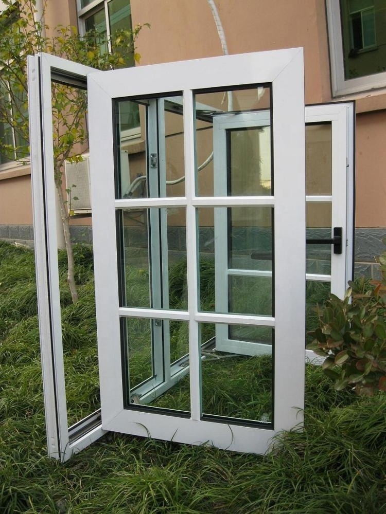 Decorative security UPVC bars casement windows with grid for bedroom